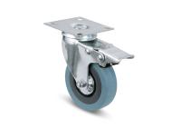 Колесо поворотное d- 75мм на площадке резина серая с тормозом (100)