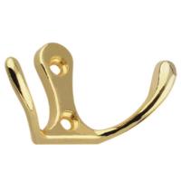 Крючок мебельный Trodos "ZY-110М" 2-рожковый, сплав ЦАМ, золото,