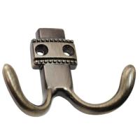 Крючок мебельный Trodos "ZY-209В" 2-рожковый, сплав ЦАМ, бронза,