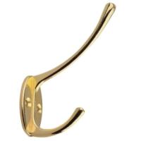 Крючок мебельный Trodos "ZY-116" 2-рожковый, сплав ЦАМ, золото,