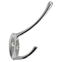 Крючок мебельный Trodos "ZY-116" 2-рожковый, сплав ЦАМ, хром,