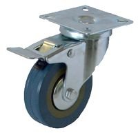 Колесо сер. рез. поворот. с тормоз.(металл)  75мм (SCGB93)