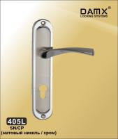 DAMX Ручка на планке 405 L SN/СР (матовый никель/хром)  м/о 85 мм