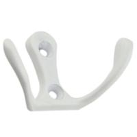 Крючок мебельный Trodos "ZY-110М" 2-рожковый, сплав ЦАМ, белый,