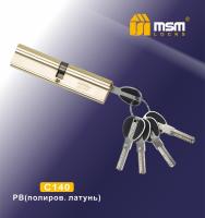 MSM Цилиндровый механизм с перфо.ключ-ключ C140mm PB (Полированная латунь)