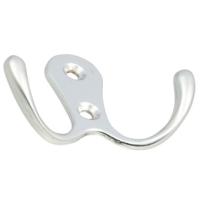 Крючок мебельный Trodos "ZY-110А" 2-рожковый, сплав ЦАМ, хром,