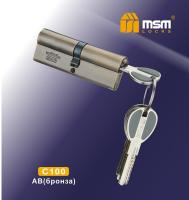MSM Цилиндровый механизм с перфо.ключ-ключ C100mm AB (Бронза)