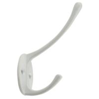 Крючок мебельный Trodos "ZY-703В" 2-рожковый, сплав ЦАМ, белый,