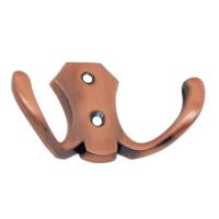 Крючок мебельный Trodos "ZY-204В" 2-рожковый, сплав ЦАМ, медь,