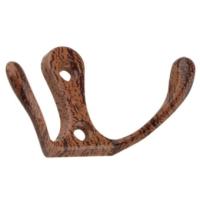 Крючок мебельный Trodos "ZY-110М" 2-рожковый, сплав ЦАМ, дерево,
