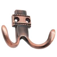 Крючок мебельный Trodos "ZY-209В" 2-рожковый, сплав ЦАМ, медь,