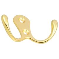 Крючок мебельный Trodos "ZY-110А" 2-рожковый, сплав ЦАМ, золото,