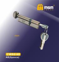 MSM Цилиндровый механизм с перфо.ключ-верт CW60/40mm AB (Бронза)