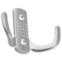 Крючок мебельный Trodos "ZY-201С" 2-рожковый, сплав ЦАМ, серебро,