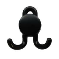 Крючок мебельный Trodos "DMZ-30020" 2-рожковый, сплав ЦАМ, черный матовый,