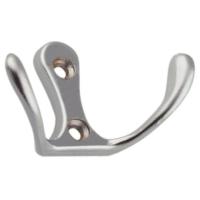 Крючок мебельный Trodos "ZY-110М" 2-рожковый, сплав ЦАМ, серебро,