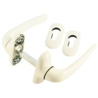 Ручка для пластиковых дверей 007 двухсторонняя с накладкой под цилиндр WW Белый