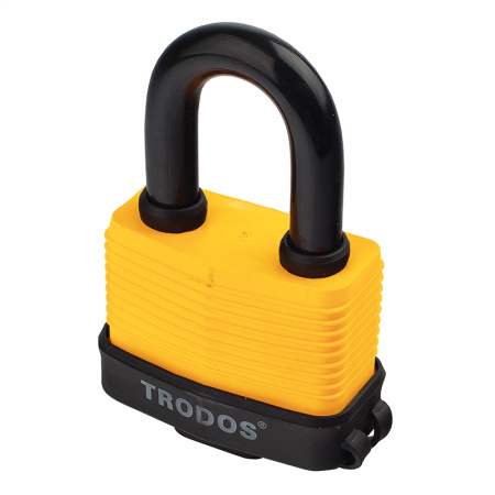 Замок навесной Trodos ВС-SP-65 всепогодный, сталь, желтый, блистер